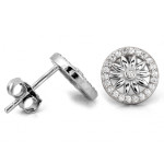 Srebrne kolczyki okrągłe z cyrkoniami