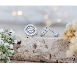 Srebrne kolczyki okrągłe z cyrkoniami