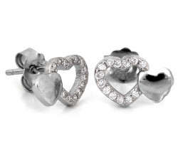Srebrne kolczyki z sercami na sztyfcie