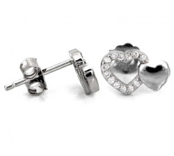 Srebrne kolczyki z sercami na sztyfcie