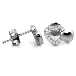 Srebrne kolczyki z sercami na sztyfcie