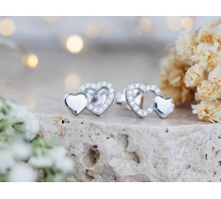 Srebrne kolczyki z sercami na sztyfcie
