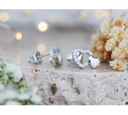 Srebrne kolczyki z sercami na sztyfcie