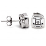 Kolczyki srebrne kwadratowe na sztyfcie z cyrkoniami
