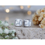 Kolczyki srebrne kwadratowe na sztyfcie z cyrkoniami