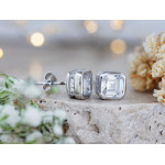 Kolczyki srebrne kwadratowe na sztyfcie z cyrkoniami