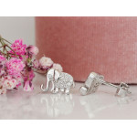 Srebrne kolczyki słonik z cyrkoniami na sztyfcie