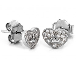 Srebrne kolczyki serce na sztyfcie