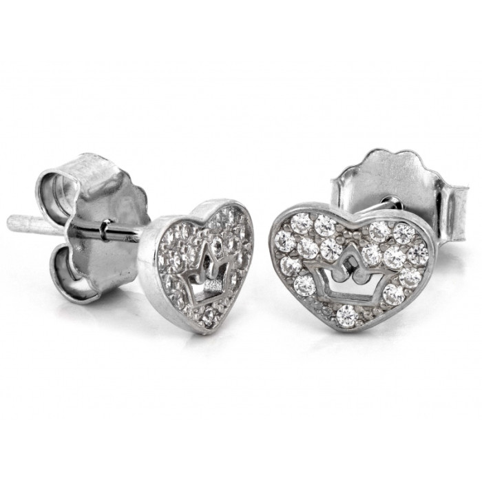 Srebrne kolczyki serce na sztyfcie