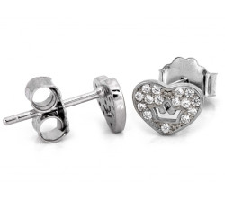 Srebrne kolczyki serce na sztyfcie