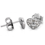 Srebrne kolczyki serce na sztyfcie
