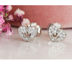 Srebrne kolczyki serce na sztyfcie