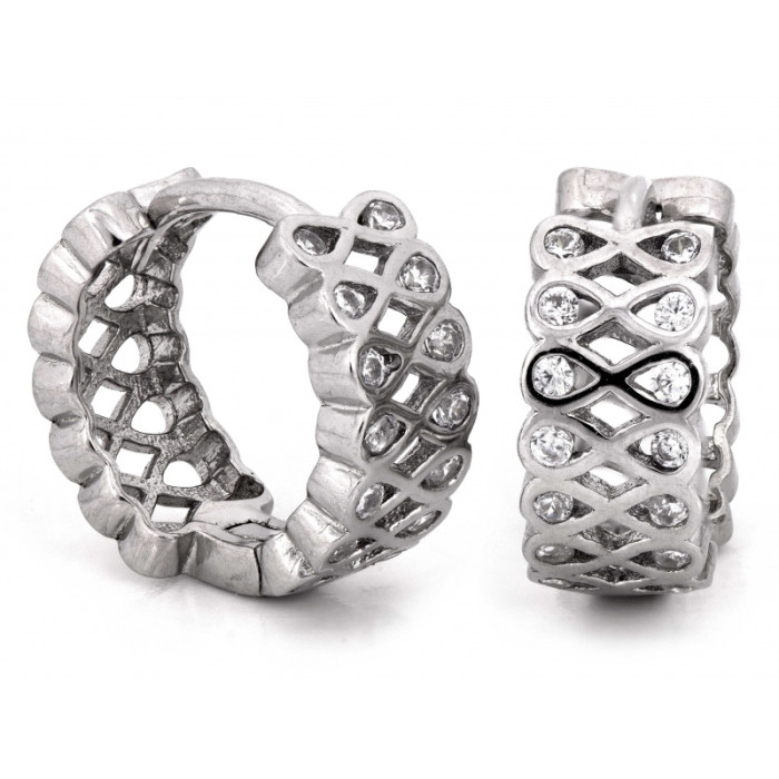 Srebrne kolczyki małe kółka z cyrkoniami