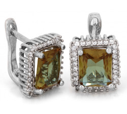 Komplet srebrny prostokątna markiza z zultanitem i cyrkoniami