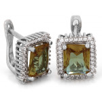 Komplet srebrny prostokątna markiza z zultanitem i cyrkoniami