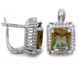 Komplet srebrny prostokątna markiza z zultanitem i cyrkoniami