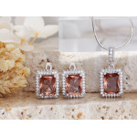 Komplet srebrny prostokątna markiza z zultanitem i cyrkoniami