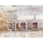 Komplet srebrny prostokątna markiza z zultanitem i cyrkoniami