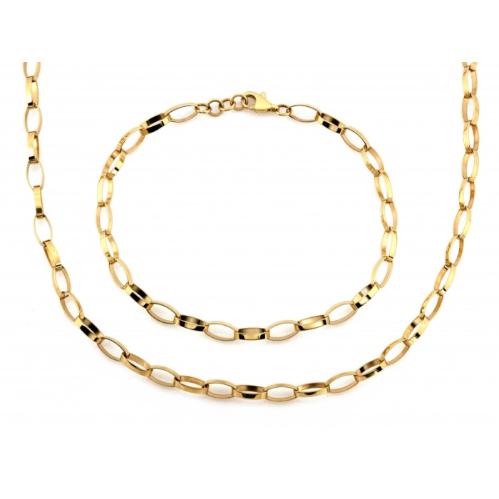 Złoty naszyjnik i bransoletka ankier