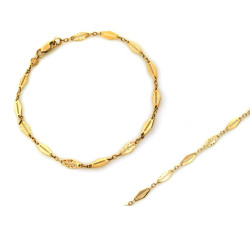 Złota bransoletka elementowa 19cm, diamentowana