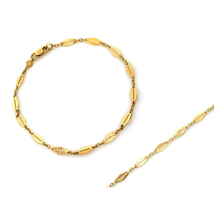 Złota bransoletka elementowa 19cm, diamentowana