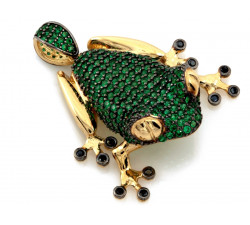 Złota zawieszka żaba z cyrkoniami