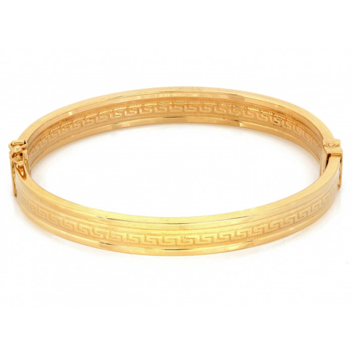 Złota bransoletka bangle, grecki wzór