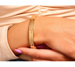 Złota bransoletka bangle, grecki wzór