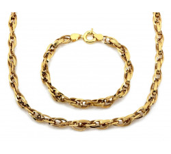 Złoty komplet naszyjnik i bransoletka z ogniw