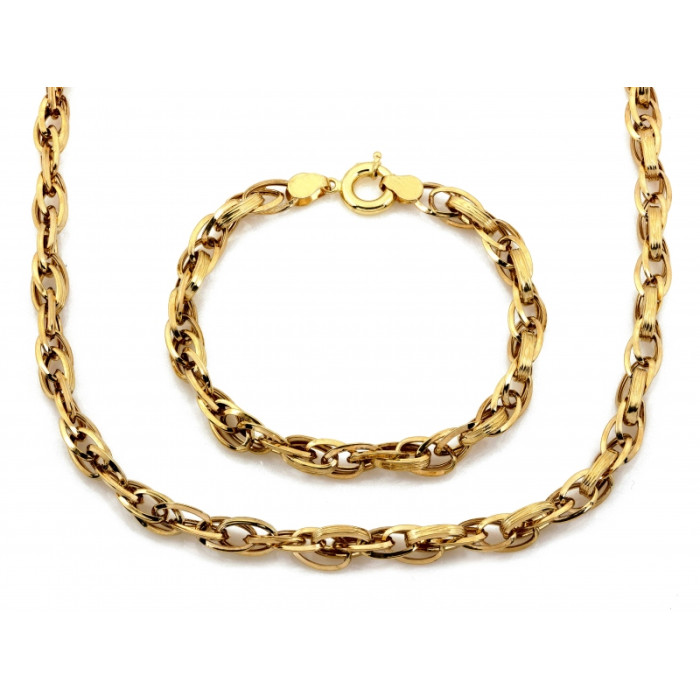 Złoty komplet naszyjnik i bransoletka z ogniw