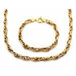 Złoty komplet naszyjnik i bransoletka z ogniw