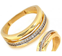 Złoty pierścionek z cyrkoniami 585