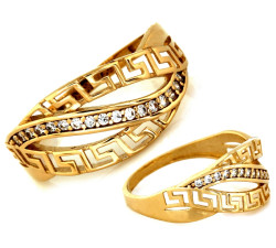 Złoty pierścionek Crossover z cyrkoniami