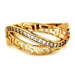 Złoty pierścionek Crossover z cyrkoniami