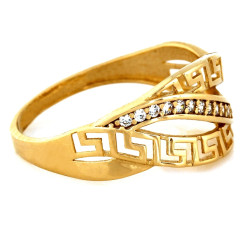 Złoty pierścionek Crossover z cyrkoniami