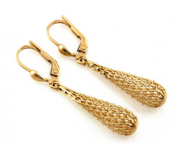 Złote kolczyki długie ażurowe maczugi