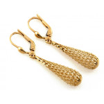 Złote kolczyki długie ażurowe maczugi