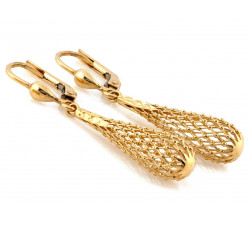 Złote kolczyki długie ażurowe maczugi