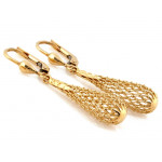 Złote kolczyki długie ażurowe maczugi