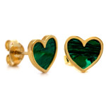 Złote kolczyki z malachitem na Walentynki