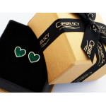 Złote kolczyki z malachitem na Walentynki