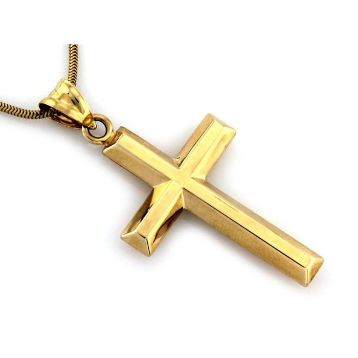 Złota przywieszka z krzyżykiem, dla mężczyzny, 60mm