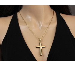 Złota przywieszka z krzyżykiem, dla mężczyzny, 60mm