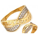 Złoty pierścionek dwukolorowy z cyrkoniami