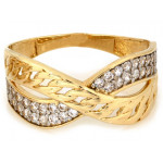 Złoty pierścionek dwukolorowy z cyrkoniami