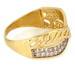 Złoty pierścionek dwukolorowy z cyrkoniami