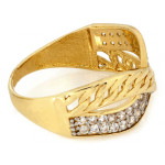 Złoty pierścionek dwukolorowy z cyrkoniami