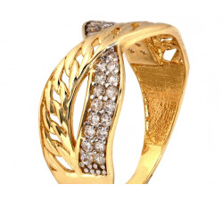 Złoty pierścionek dwukolorowy z cyrkoniami