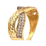 Złoty pierścionek dwukolorowy z cyrkoniami