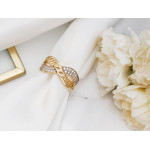 Złoty pierścionek dwukolorowy z cyrkoniami